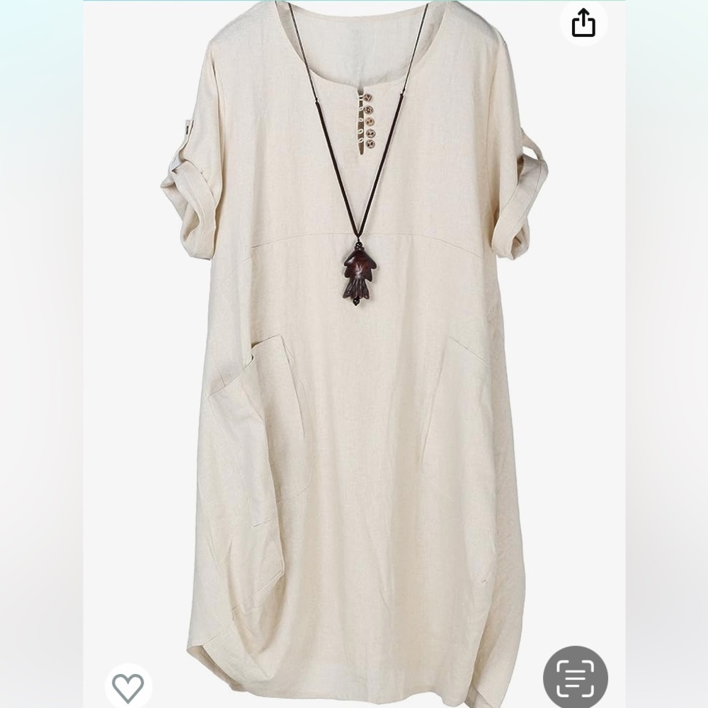 NWT Laovanln 45% cotton/55% linen short sleeve  tunic dress size M,L,2XL